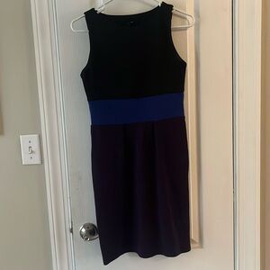 Black blue and purple striped dress